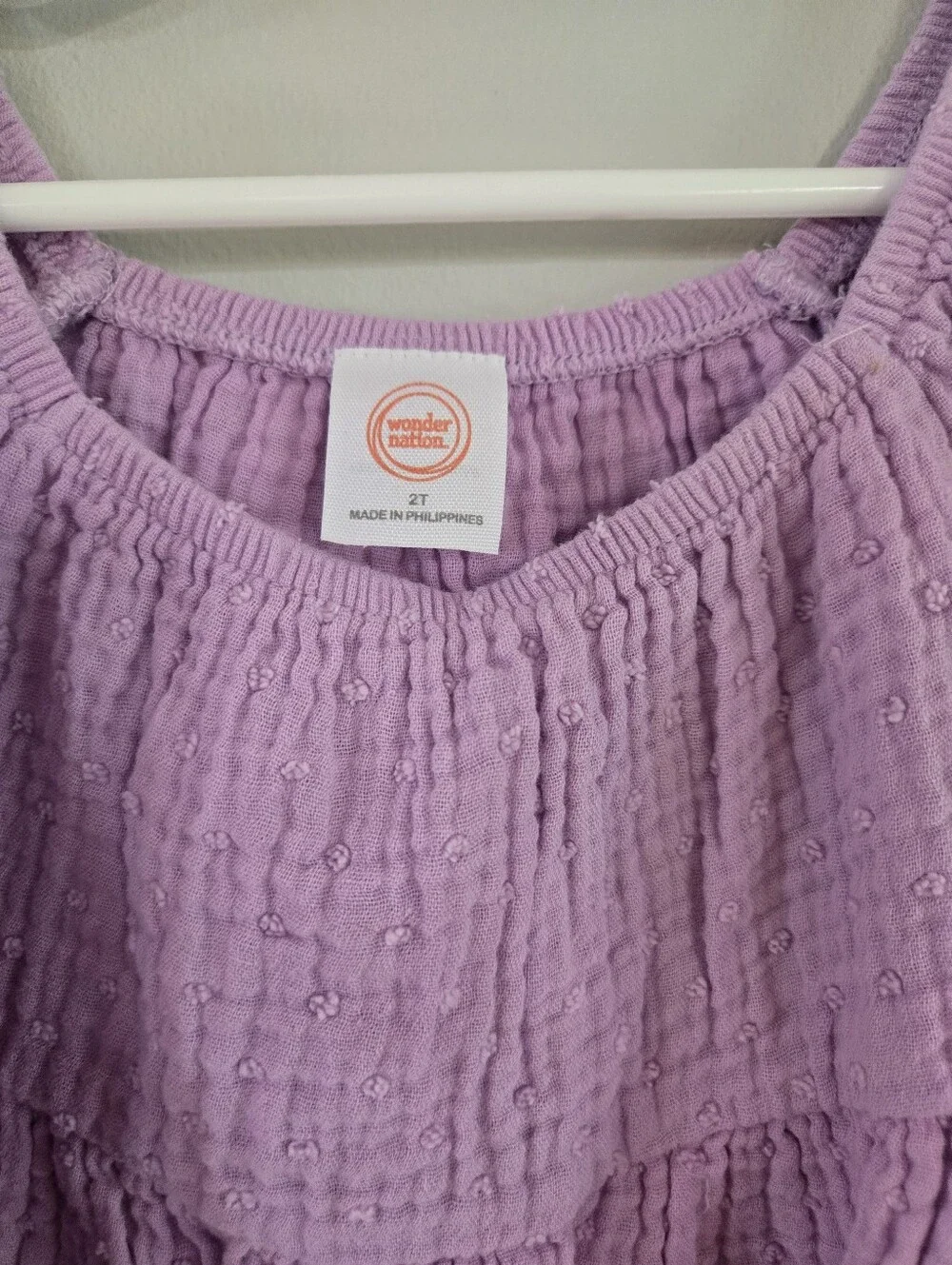Wonder Nation Girls Lavender Purple Gauze Puff Sleeve Dress 2T